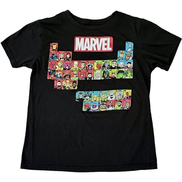 Marvel Periodic Table of Heroe Short Sleeve Black Graphic Tee. T-Shirt. Large. - Picture 2 of 9